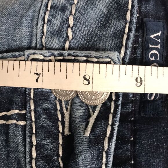 VIGOSS The Chelsea Denim CAPRI Skimmer Sz 5/6 Distressed Embellished Crop Jeans - Picture 13 of 15